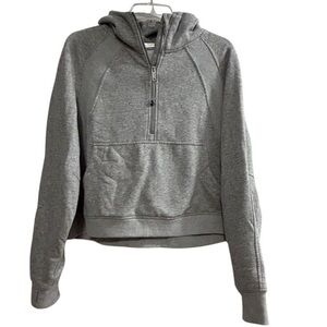 Trendy Queen Women's XL Gray Cropped Fleece Lined Half Zip Hoodie